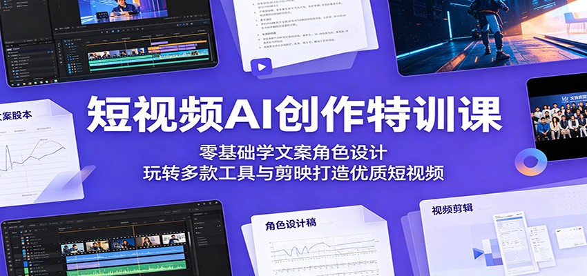 短视频AI创作特训课：零基础学文案角色设计，玩转多款工具与剪映打造优质短视频-海之城短剧项目