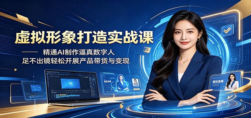 虚拟形象打造实战课：精通AI制作逼真数字人，足不出镜轻松开展产品带货与变现-海之城短剧项目