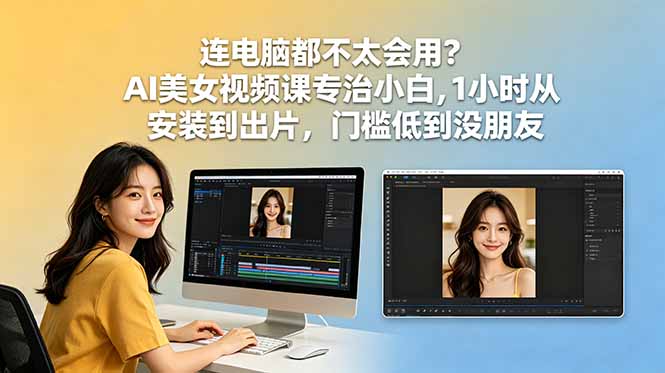 连电脑都不太会用？AI美女视频课专治小白，1小时从安装到出片，门槛低到没朋友-海之城短剧项目
