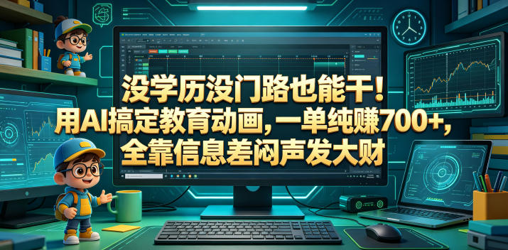 没学历没门路也能干！用AI搞定教育动画，一单纯賺700+，全靠信息差闷声发大财-海之城短剧项目