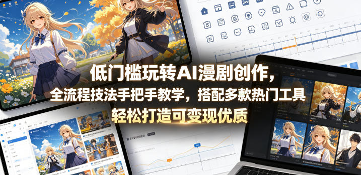 低门槛玩转AI漫剧创作，全流程技法手把手教学，搭配多款热门工具，轻松打造可变现优质作品-海之城短剧项目