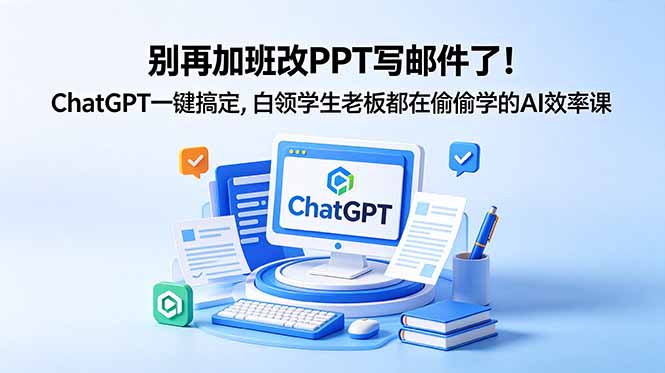 别再加班改PPT写邮件了！ChatGPT一键搞定，白领学生老板都在偷偷学的AI效率课-海之城短剧项目