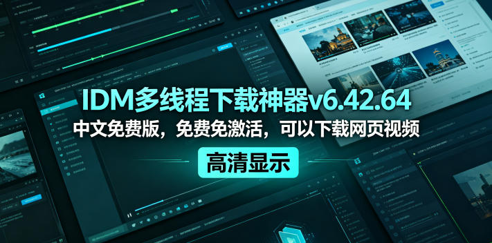 IDM多线程下载神器v6.42.64中文免费版，免费免激活，可以下载网页视频（例如飞书文档内的视频）-海之城短剧项目