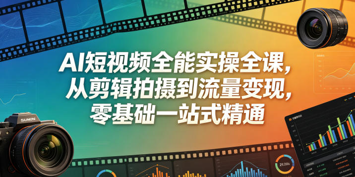 AI短视频全能实操全课，从剪辑拍摄到流量变现，零基础一站式精通-海之城短剧项目
