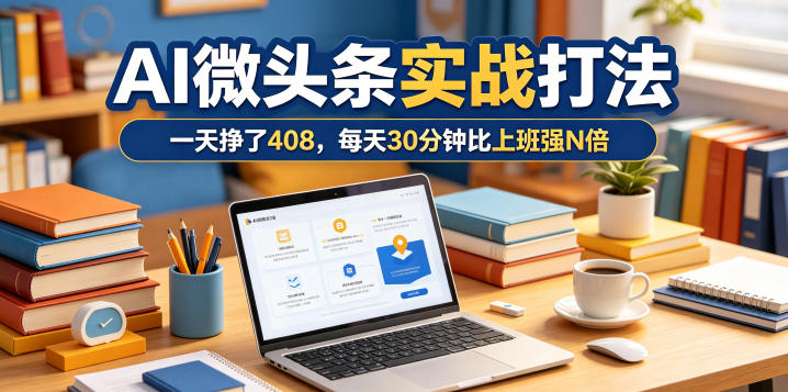 一天挣了408，AI微头条实战打法，每天30分钟比上班强N倍-海之城短剧项目