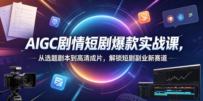AIGC剧情短剧爆款实战课，从选题剧本到高清成片，解锁短剧副业新赛道-海之城短剧项目