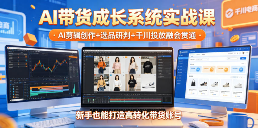 AI带货成长系统实战课，AI剪辑创作+选品研判+千川投放融会贯通，新手也能打造高转化带货账号（更新2026年）-海之城短剧项目