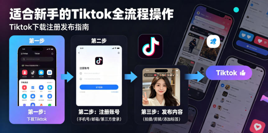 Tiktok下载注册发布，适合新手的Tiktok全流程操作-海之城短剧项目