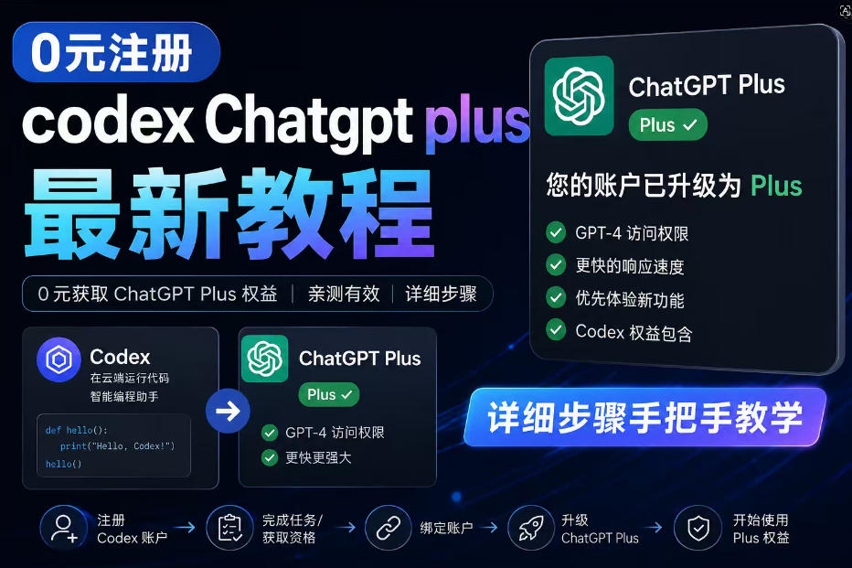 0元全自动注册codex gpt plus最新教程，0元获取GPT Plus权益，手把手详细教学-海之城短剧项目