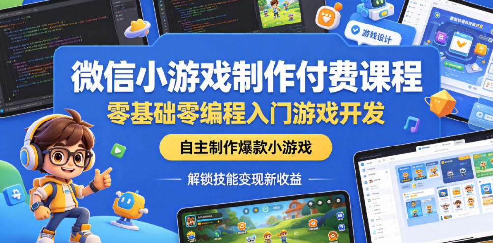 微信小游戏制作付费课程，零基础零编程入门游戏开发，自主制作爆款小游戏，解锁技能变现新收益-海之城短剧项目