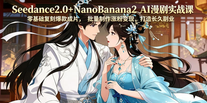 Seedance2.0+NanoBanana2 AI漫剧实战课，零基础复刻爆款成片涨粉变现，打造长久副业收益-海之城短剧项目