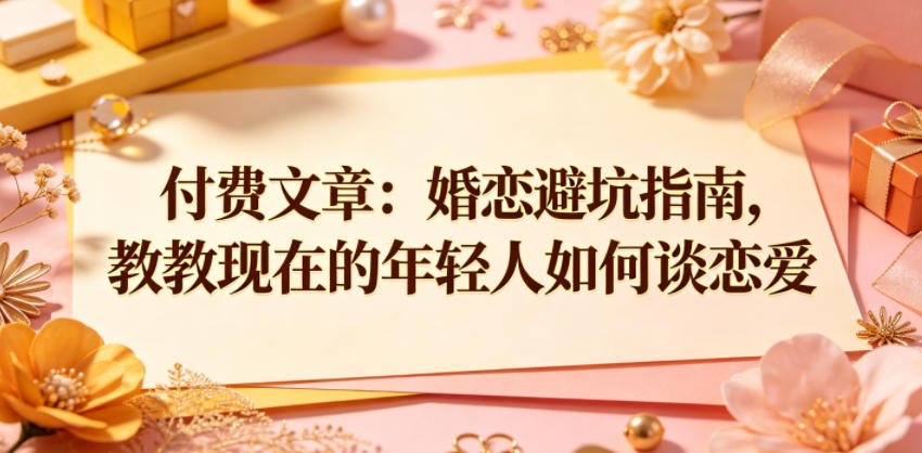 付费文章：婚恋避坑指南，教教现在的年轻人如何谈恋爱-海之城短剧项目