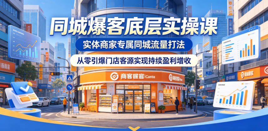 同城爆客底层实操课，实体商家专属同城流量打法，从零引爆门店客源实现持续盈利增收-海之城短剧项目