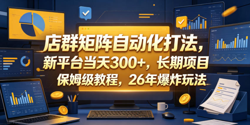 店群矩阵自动化打法，新平台当天300+，长期项目，保姆级教程，26年爆炸玩法-海之城短剧项目