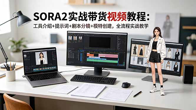 SORA2实战带货视频教程：工具介绍+提示词+剧本分镜+模特创建，全流程实战教学-海之城短剧项目