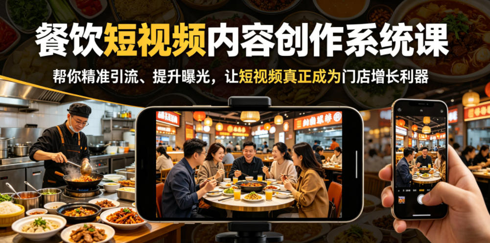 餐饮短视频内容创作系统课，帮你精准引流、提升曝光，让短视频真正成为门店增长利器-海之城短剧项目