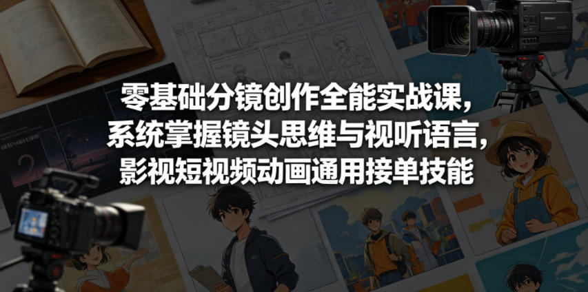零基础分镜创作全能实战课，系统掌握镜头思维与视听语言，影视短视频动画通用接单技能-海之城短剧项目