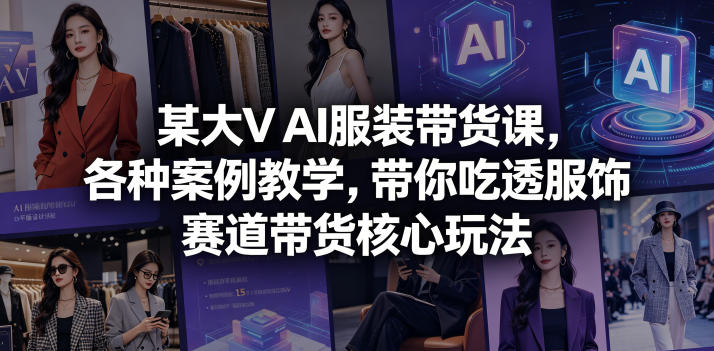 某大V AI服装带货课，各种案例教学，带你吃透服饰赛道带货核心玩法-海之城短剧项目