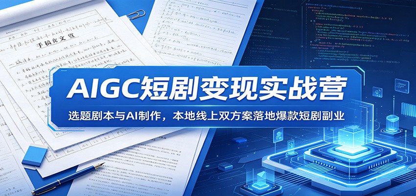AIGC短剧变现实战营：选题剧本与AI制作，本地线上双方案落地爆款短剧副业-海之城短剧项目