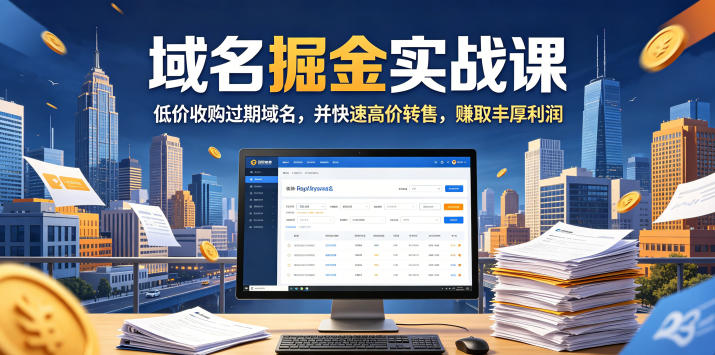 域名交易掘金实战课，低价收购过期域名，并快速高价转售，賺取丰厚利润【原创双语字幕】-海之城短剧项目