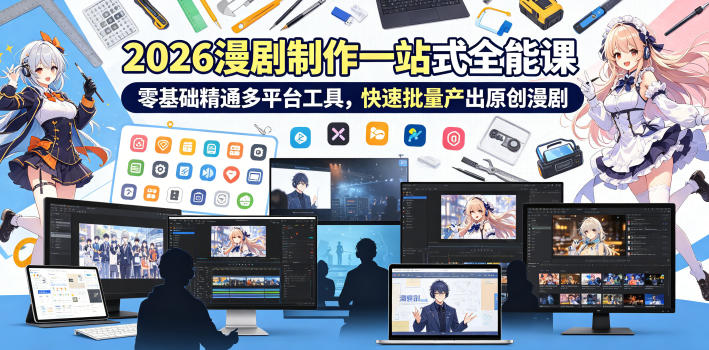 2026 AI漫剧制作一站式全能课，零基础精通多平台工具，快速批量产出原创漫剧-海之城短剧项目