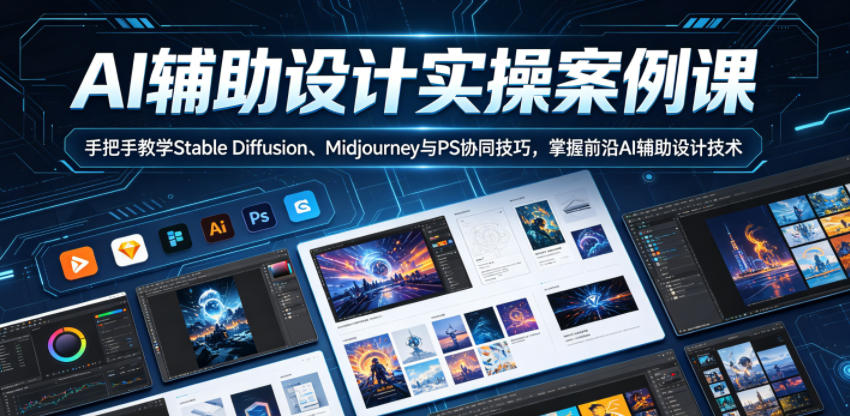 AI辅助设计实操案例课，手把手教学Stable Diffusion、Midjourney与PS协同技巧，掌握前沿AI辅助设计技术-海之城短剧项目