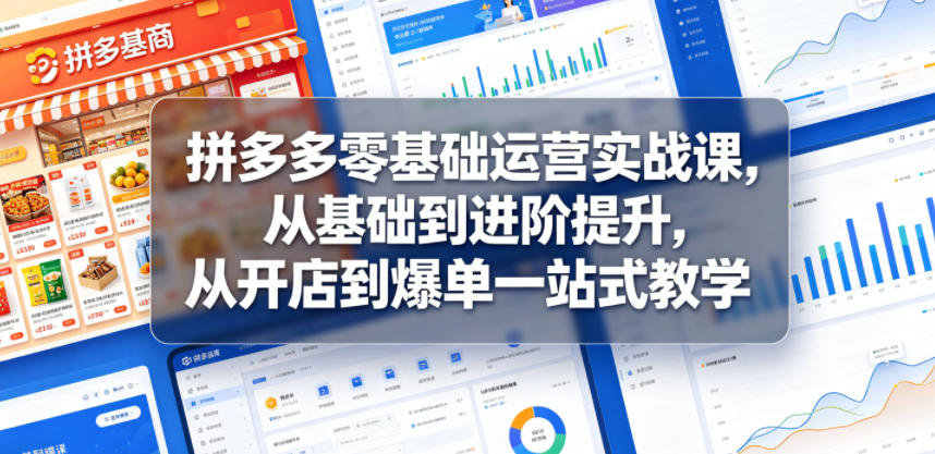 拼多多零基础运营实战课，从基础到进阶提升，从开店到爆单一站式教学-海之城短剧项目