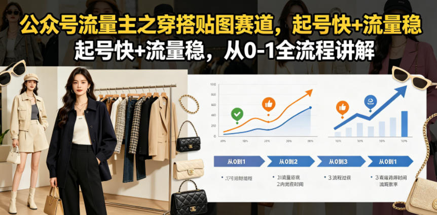 公众号流量主之穿搭贴图赛道，起号快+流量稳，从0-1全流程讲解-海之城短剧项目
