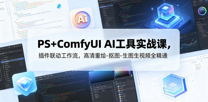 PS+ComfyUI AI工具实战课，插件联动工作流，高清重绘-抠图-生图生视频全精通-海之城短剧项目