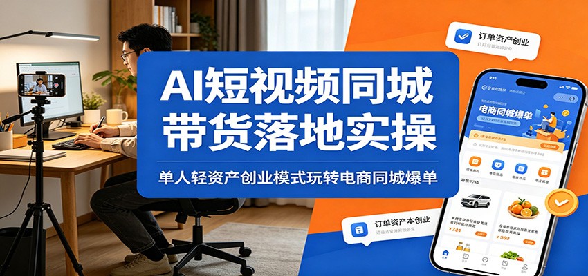 AI短视频同城带货落地实操：单人轻资产创业模式玩转电商同城爆单-海之城短剧项目