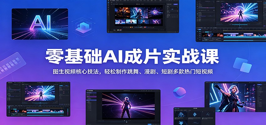 零基础AI成片实战课：图生视频核心技法，轻松制作跳舞、漫剧、短剧多款热门短视频-海之城短剧项目