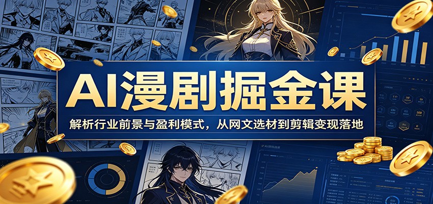 AI漫剧掘金课：解析行业前景与盈利模式，从网文选材到剪辑变现落地-海之城短剧项目
