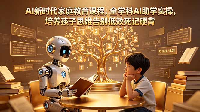 AI新时代家庭教育课程，全学科AI助学实操，培养孩子思维告别低效死记硬背-海之城短剧项目