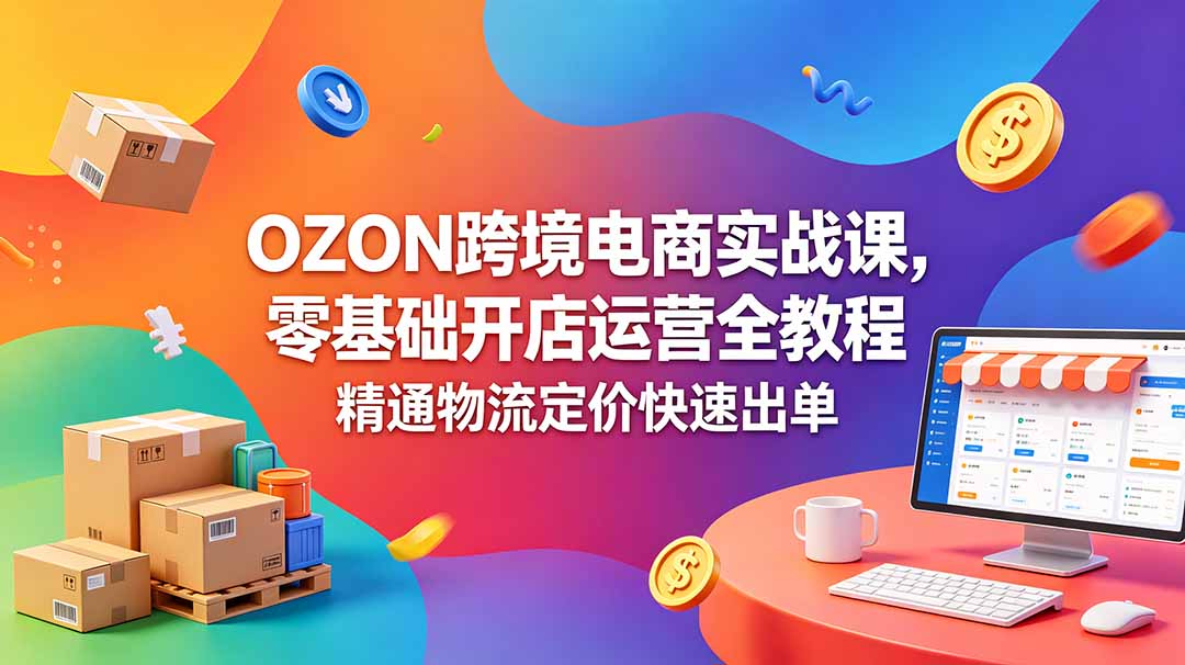OZON 跨境电商实战课，零基础开店运营全教程，精通物流定价快速出单-海之城短剧项目