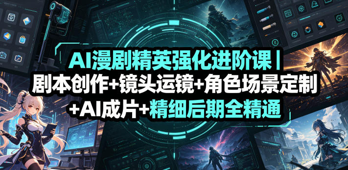 AI漫剧精英强化进阶课｜剧本创作+镜头运镜+角色场景定制+AI成片+精细后期全精通-海之城短剧项目