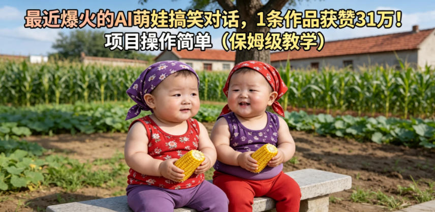 最近爆火的AI萌娃搞笑对话，1条作品获赞31W，项目操作简单（保姆级教学）-海之城短剧项目