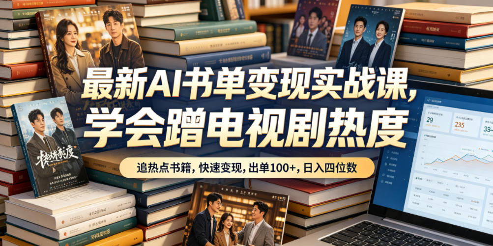 最新AI书单变现实战课，学会蹭电视剧热度，追热点书籍，快速变现，出单100+，日入四位数-海之城短剧项目