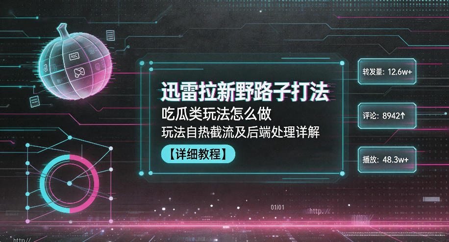 迅雷拉新野路子打法，吃瓜类玩法怎么做，玩法自热截流及后端处理详解-海之城短剧项目