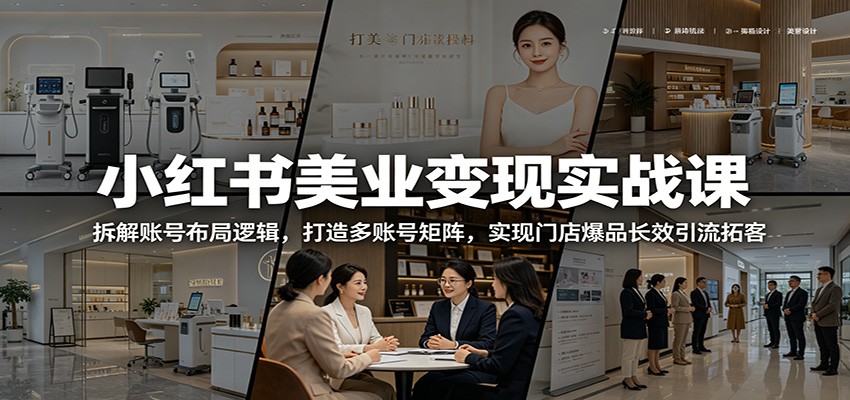 小红书美业变现实战课：拆解账号布局逻辑，打造多账号矩阵，实现门店爆品长效引流拓客-海之城短剧项目