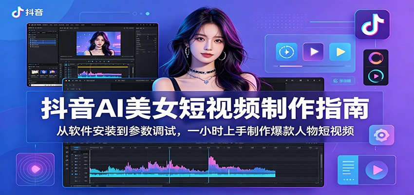 抖音AI美女短视频制作指南：从软件安装到参数调试，一小时上手制作爆款人物短视频-海之城短剧项目