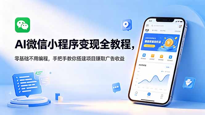 AI微信小程序变现全教程，零基础不用编程，手把手教你搭建项目赚取广告收益-海之城短剧项目
