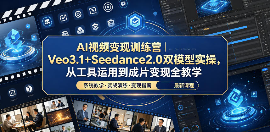 AI视频变现训练营｜Veo3.1+Seedance2.0双模型实操，从工具运用到成片变现全教学-海之城短剧项目