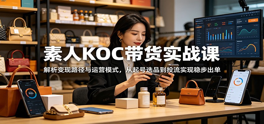 素人KOC带货实战课：解析变现路径与运营模式，从起号选品到投流实现稳步出单-海之城短剧项目