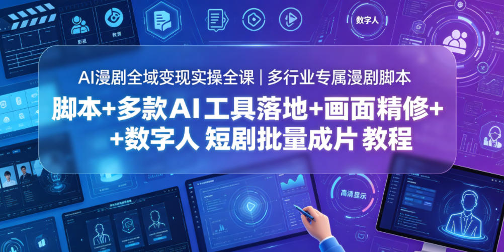 AI漫剧全域变现实操全课｜多行业专属漫剧脚本+多款AI工具落地+画面精修+数字人短剧批量成片全教程-海之城短剧项目