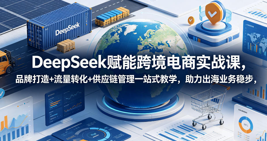 DeepSeek赋能跨境电商实战课，品牌打造+流量转化+供应链管理一站式教学，助力出海业务稳步发展-海之城短剧项目