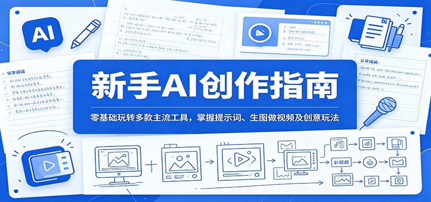 新手AI创作指南：零基础玩转多款主流工具，掌握提示词、生图做视频及创意玩法-海之城短剧项目