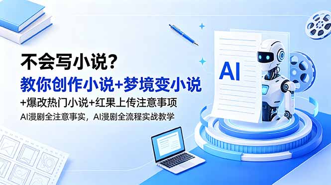 不会写小说？教你创作小说+梦境变小说+爆改热门小说+红果上传注意事项，AI漫剧全流程实战教学-海之城短剧项目