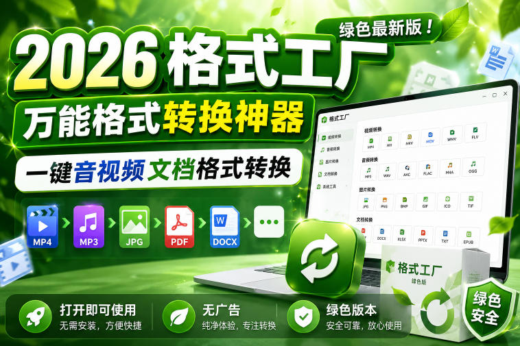 2026格式工厂绿色最新版！万能格式转换神器，一键音视频文档格式转换，打开即可使用，无广告绿色版本-海之城短剧项目