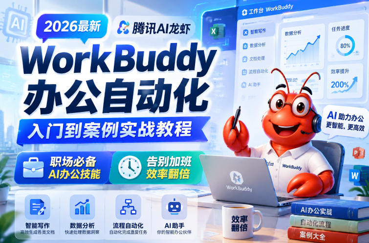 2026最新腾讯AI龙虾WorkBuddy办公自动化入门到案例实战教程，职场必备AI办公技能，告别加班，效率翻倍-海之城短剧项目