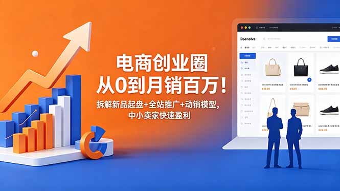 电商创业圈从0到月销百万！拆解新品起盘+全站推广+动销模型，中小卖家快速盈利-海之城短剧项目
